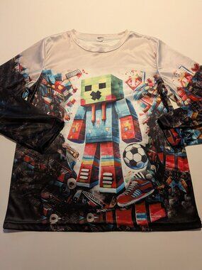 Minecraft Graphic Long Sleeve Shirt Boys 11-12 Multicolor Athletic Tee